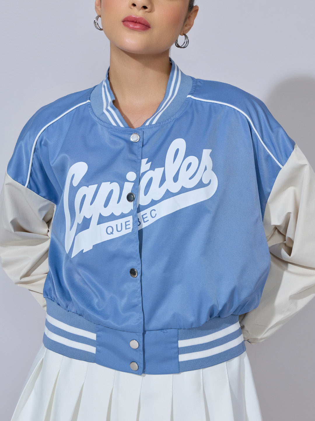Women's Typography Blue Varsity Jacket