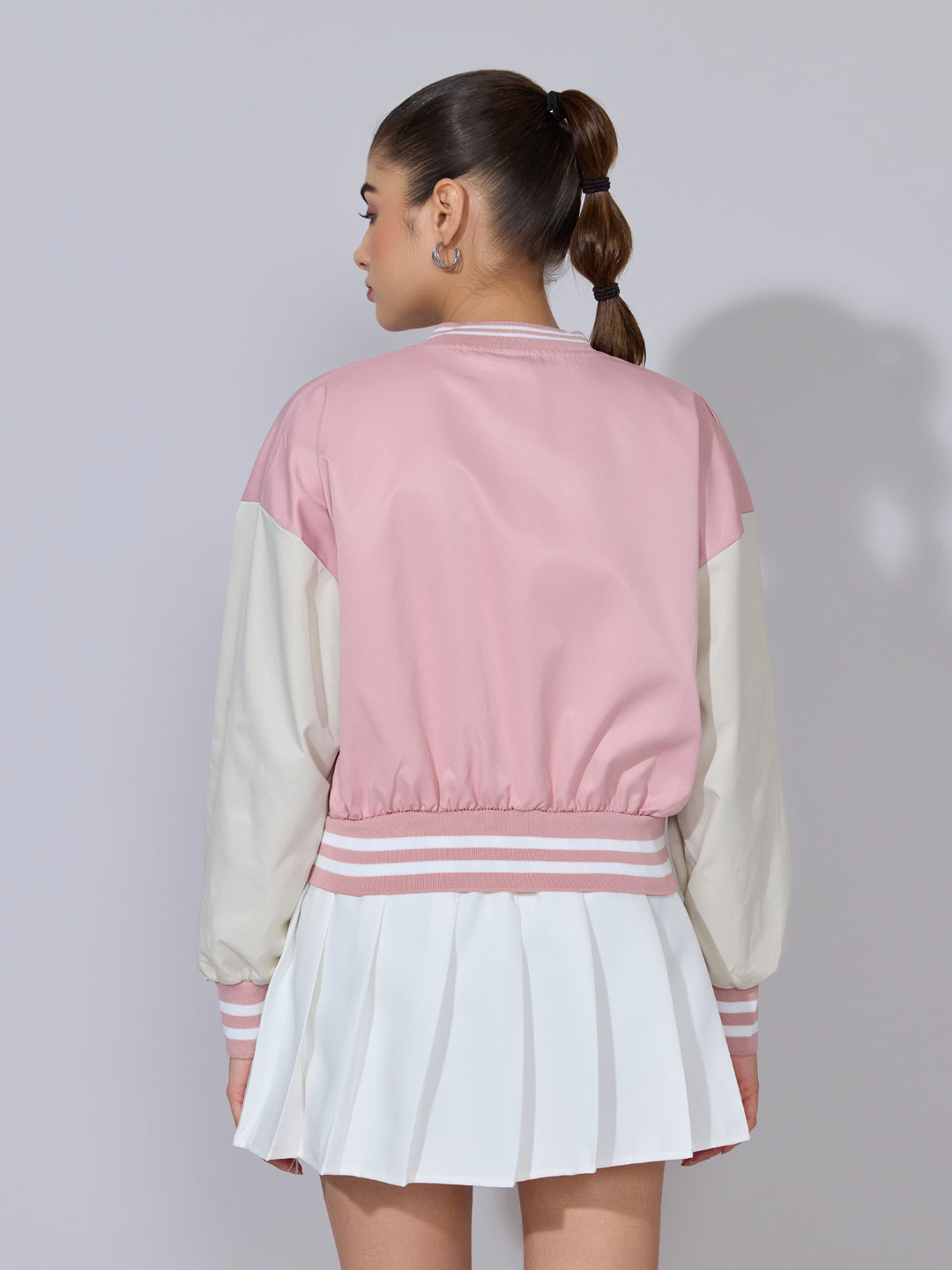 Women's Typography Pink Varsity Jacket
