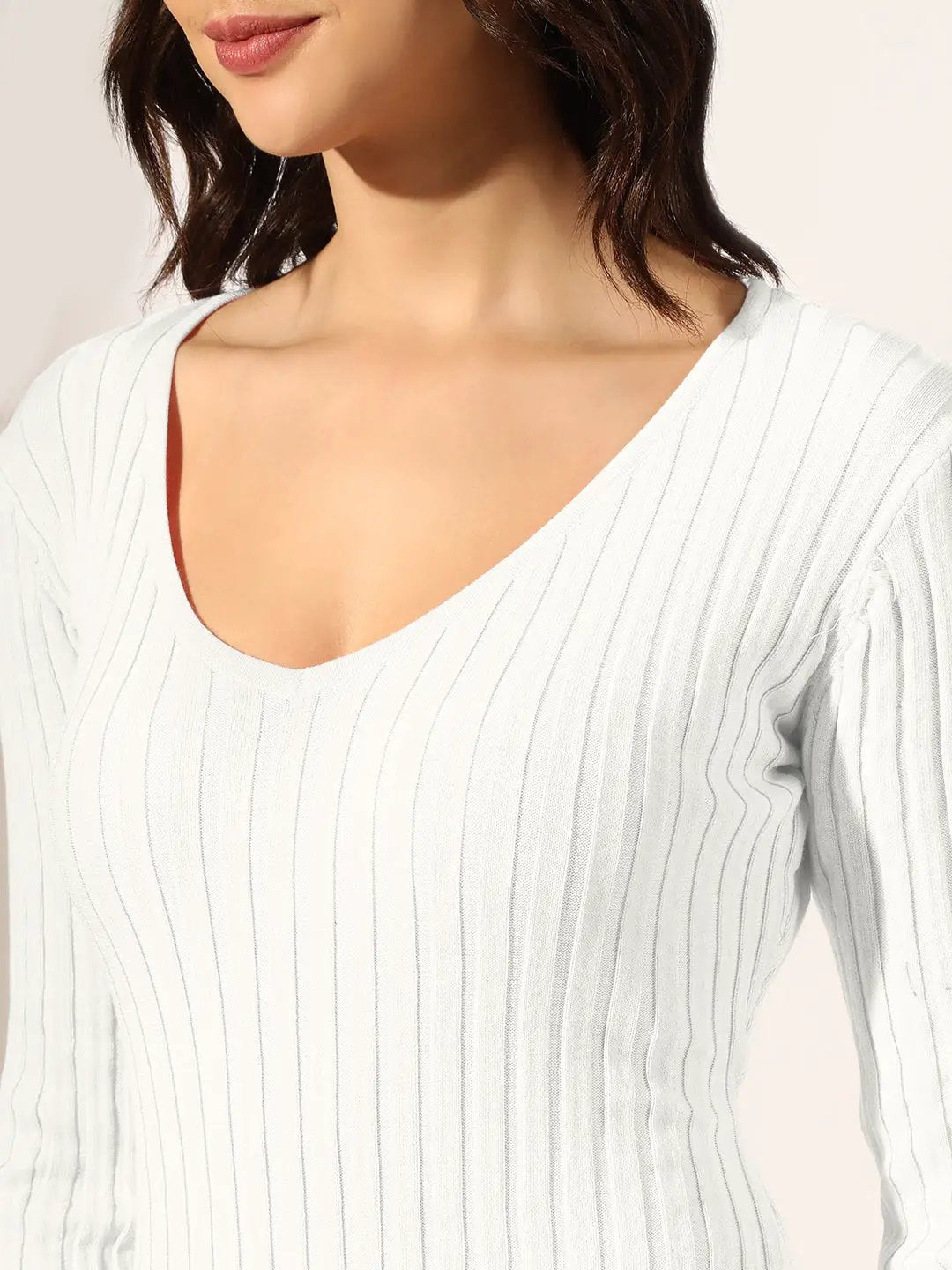 Shop Women's Ribbed White Long Sleeve Bodycon Midi Dress | Showoffff Shop Women's Ribbed White Long Sleeve Bodycon Midi Dress | Showoffff