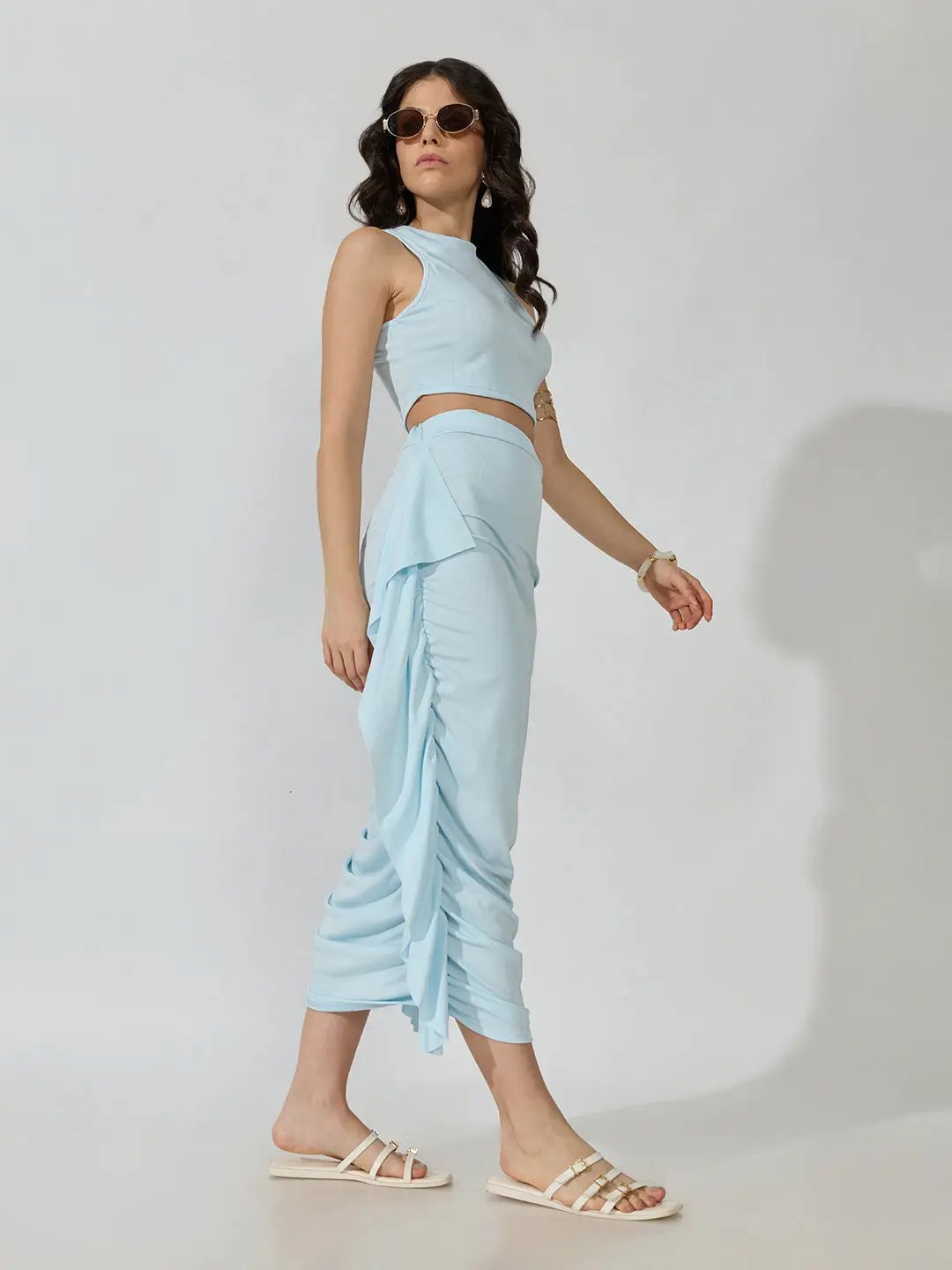 Women's Blue Solid Co-ords Set - from SHOWOFFFF
