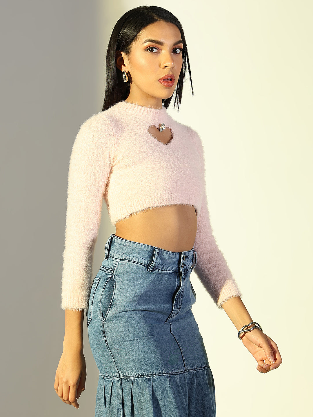 Women Pink Solid Fitted Crop Top