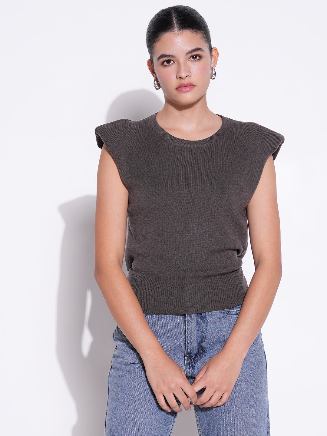 Women Grey Solid Top