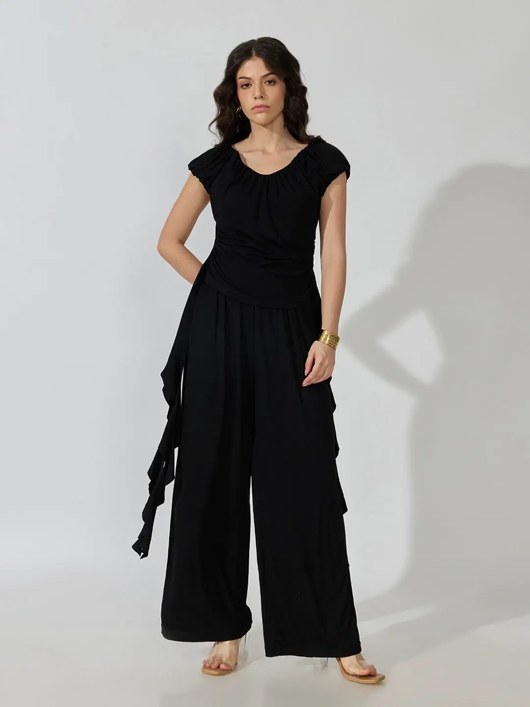 Women's Black Co-Ords Set with Ruffle Detail - from SHOWOFFFF