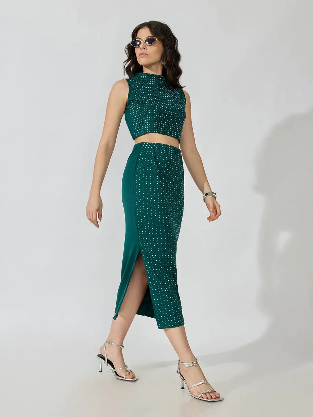 Women's Embellished Green Co-Ords Set - from SHOWOFFFF