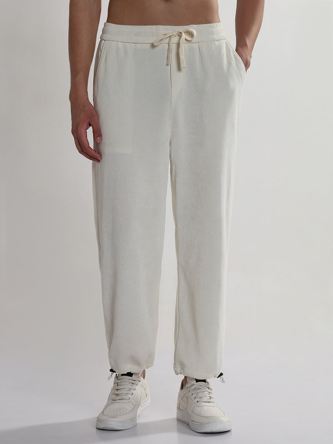 Men's Cream Corduroy Relaxed Fit Trouser