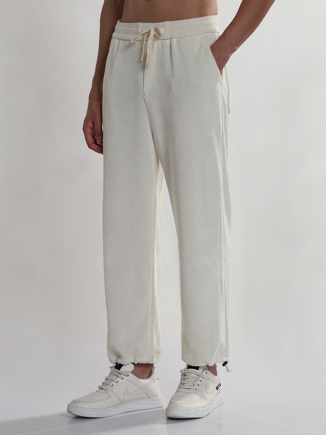 Men's Cream Corduroy Relaxed Fit Trouser