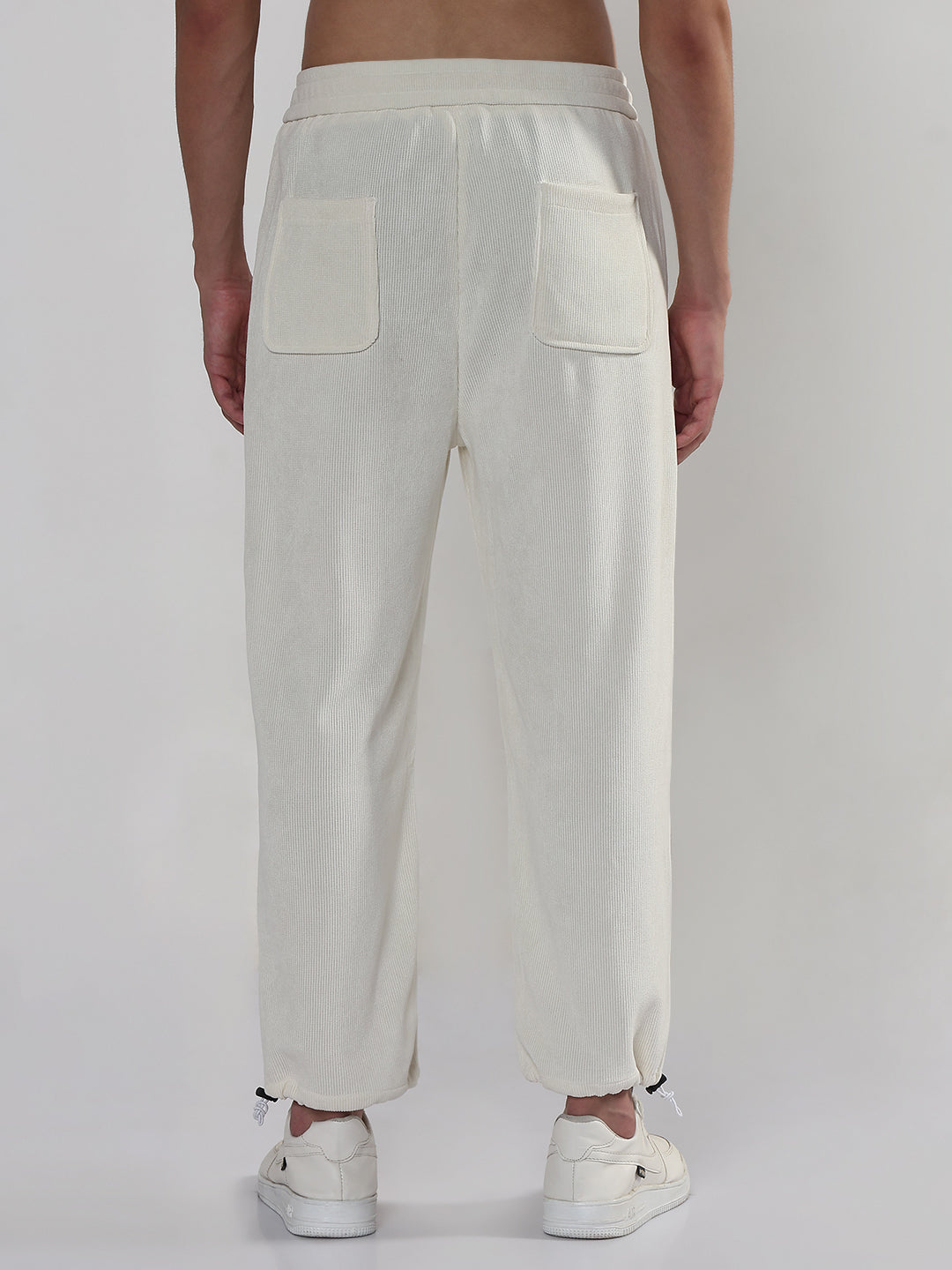 Men's Cream Corduroy Relaxed Fit Trouser