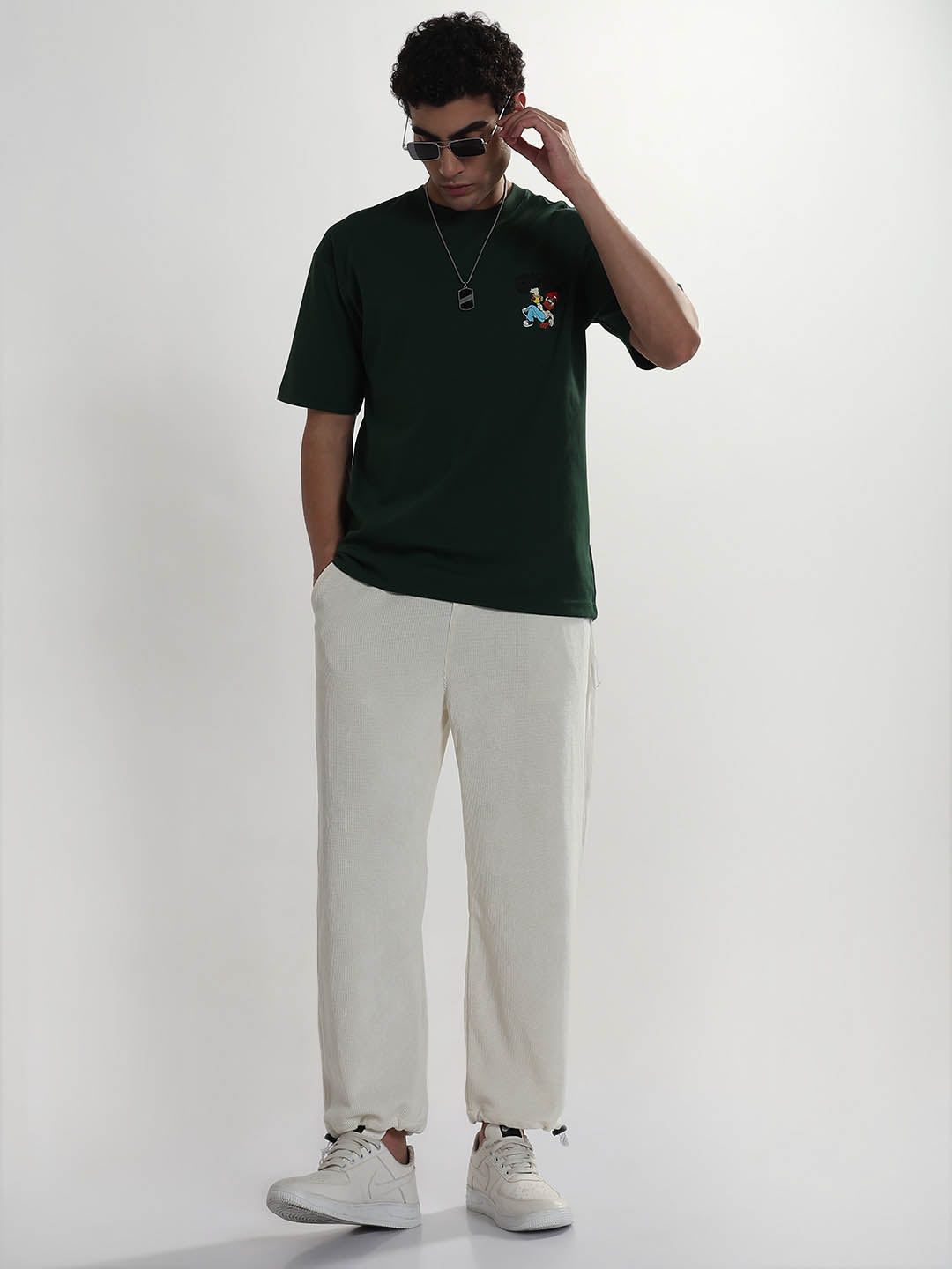 Men's Cream Corduroy Relaxed Fit Trouser