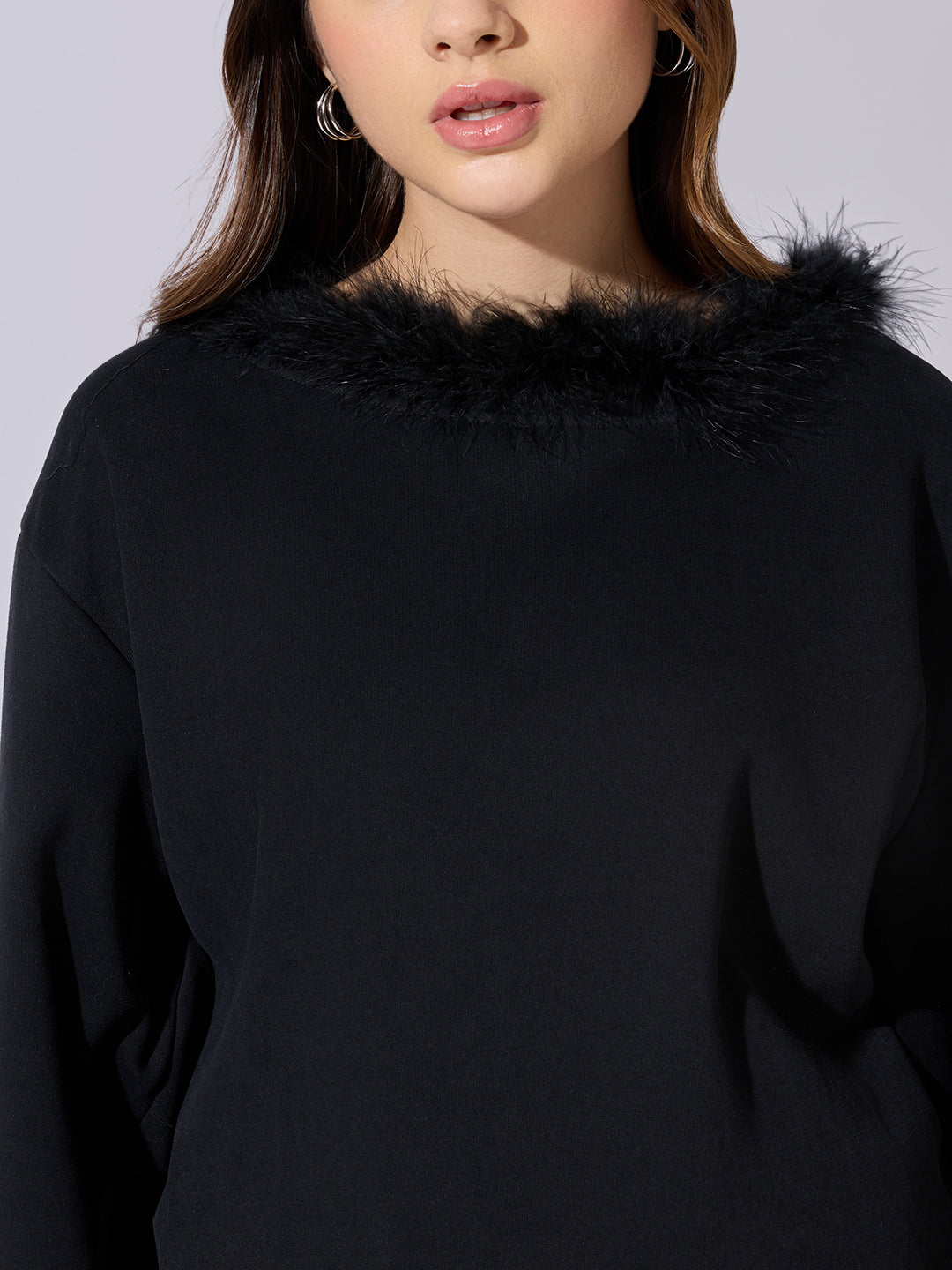 Women's Black Sweatshirt with Mini Skirt Co-Ord Set