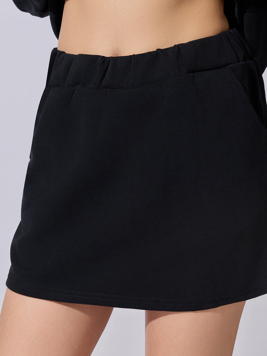 Women's Black Sweatshirt with Mini Skirt Co-Ord Set