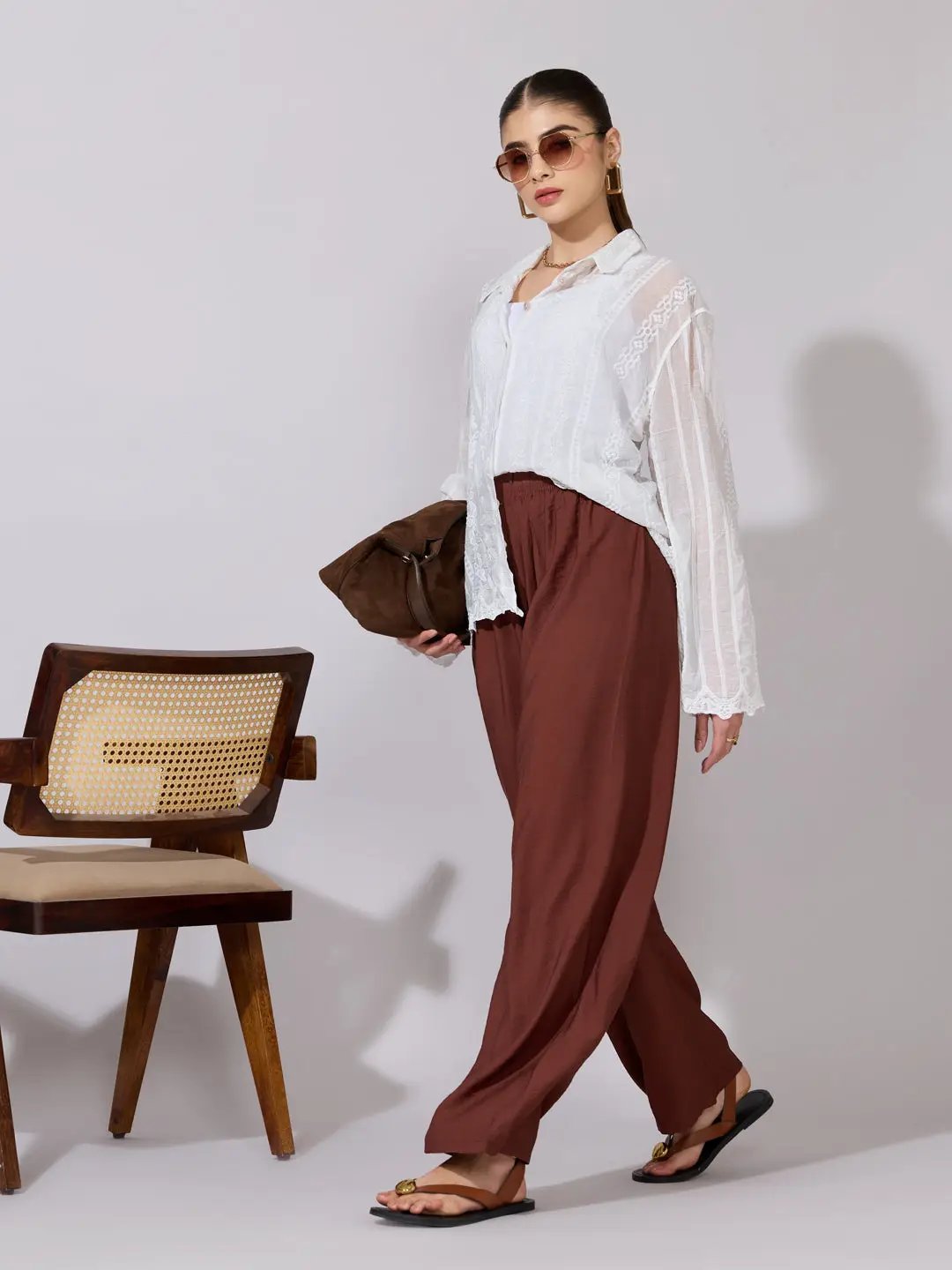 Women's Embroidered White Sheer Shirt - from SHOWOFFFF
