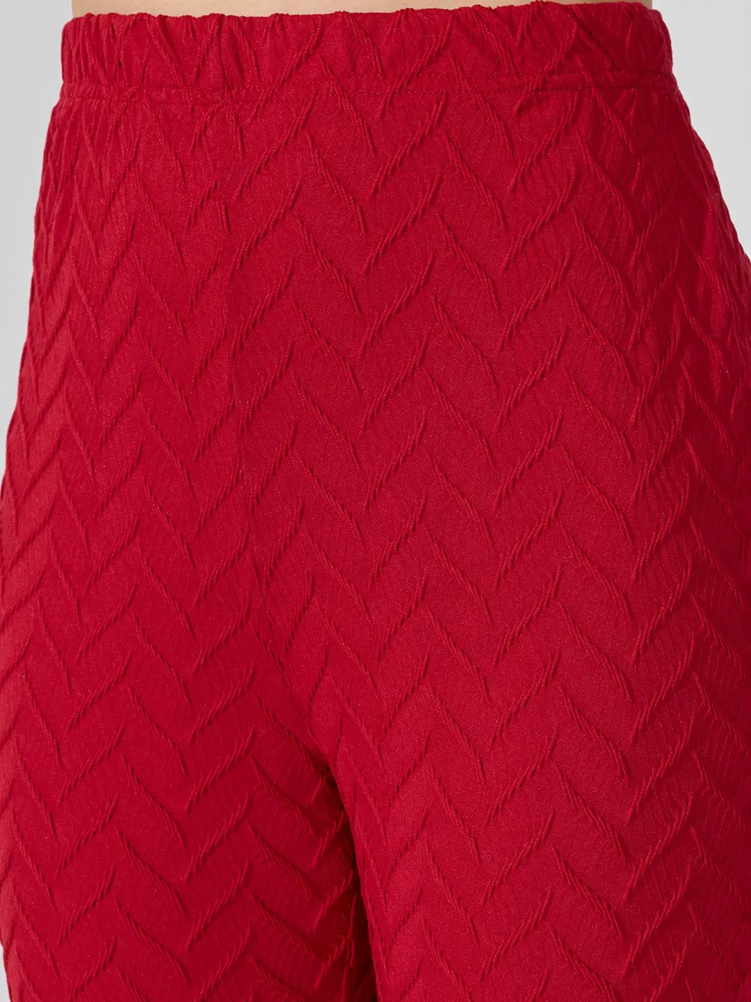 Women's Textured Red Top and Trouser Co-Ords Set - from SHOWOFFFF