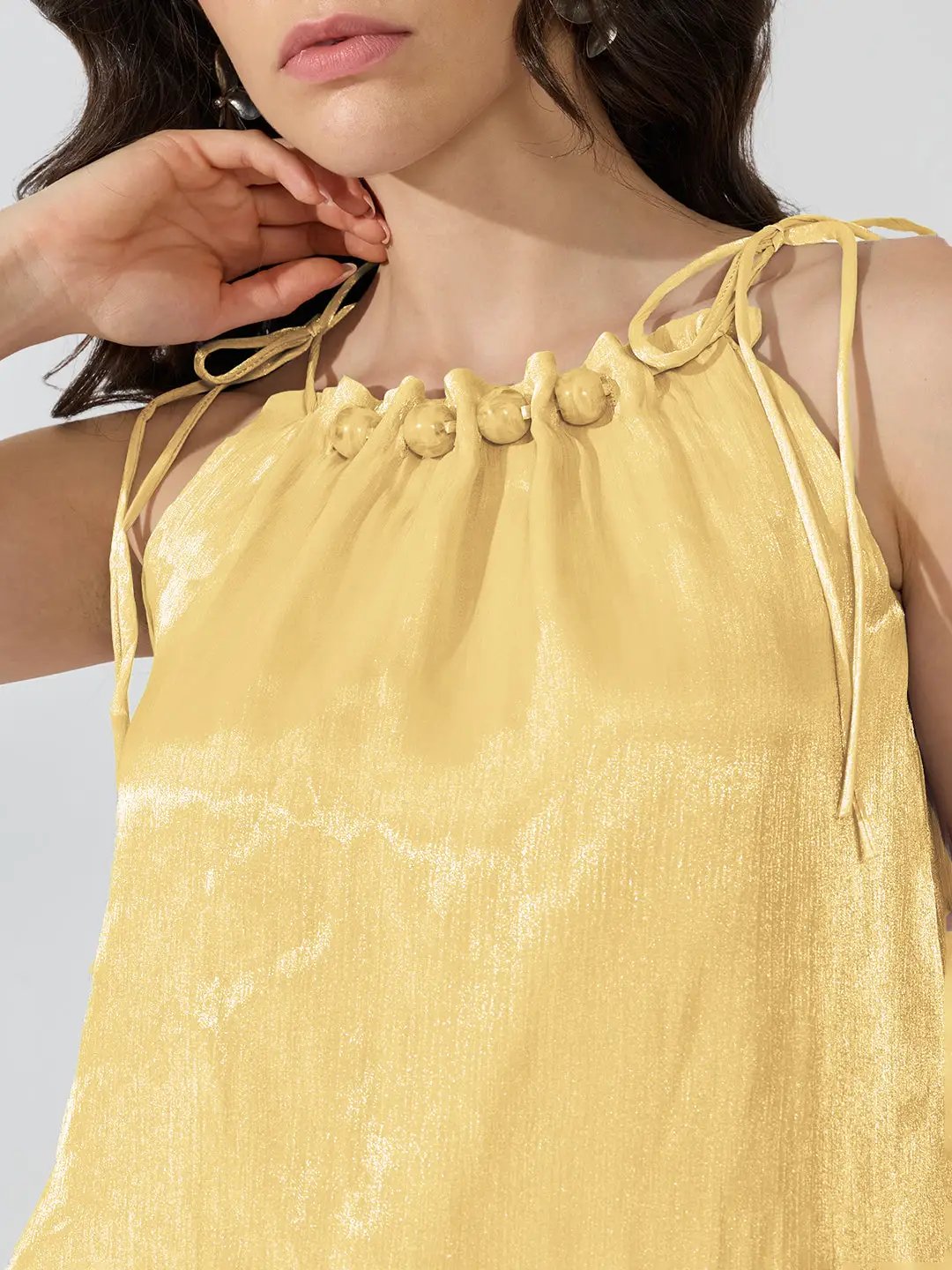 Women's Purple Yellow Neck Sleeveless Midi Dress - from SHOWOFFFF
