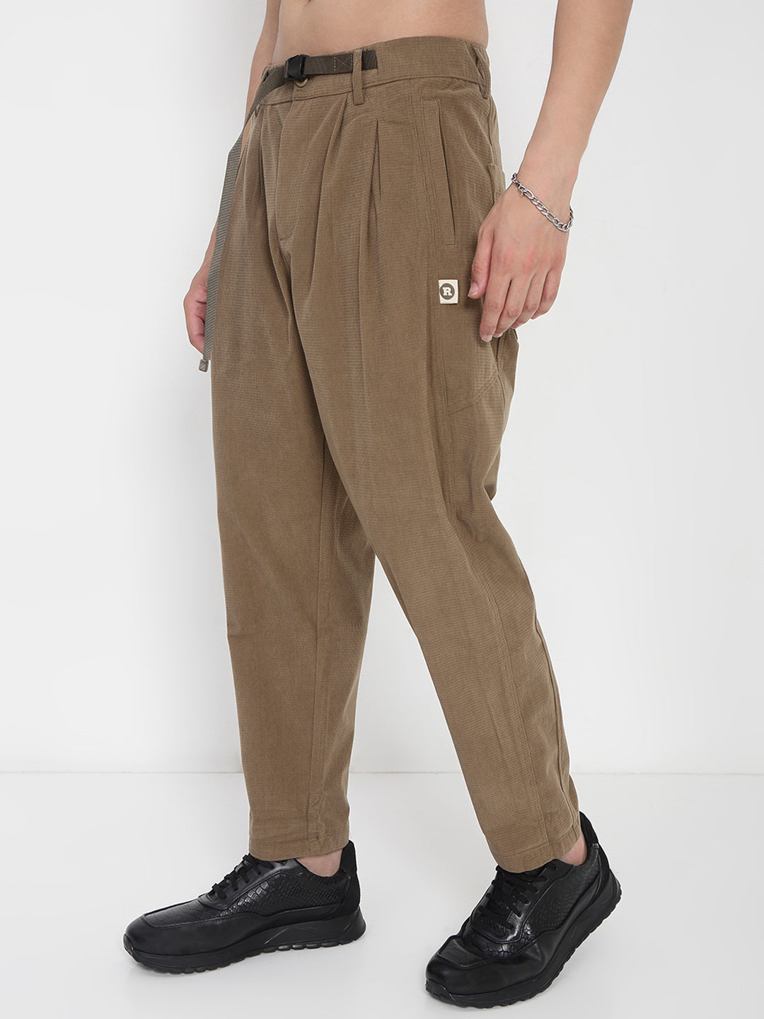 Men's Brown Corduroy Relaxed Fit Trousers