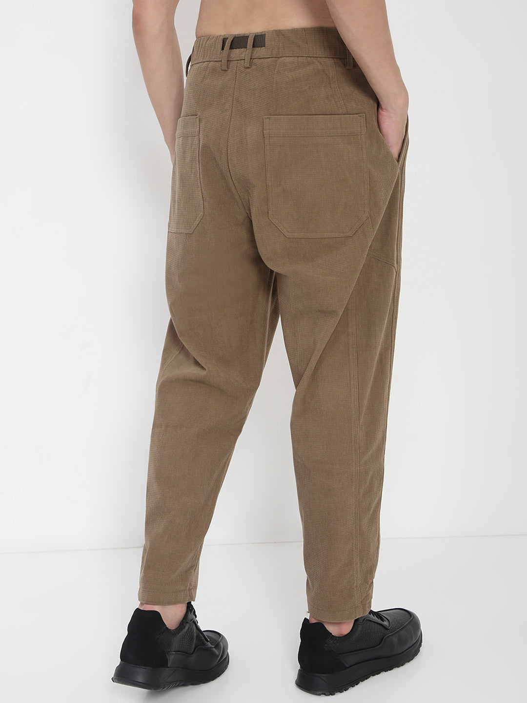 Men's Brown Corduroy Relaxed Fit Trousers