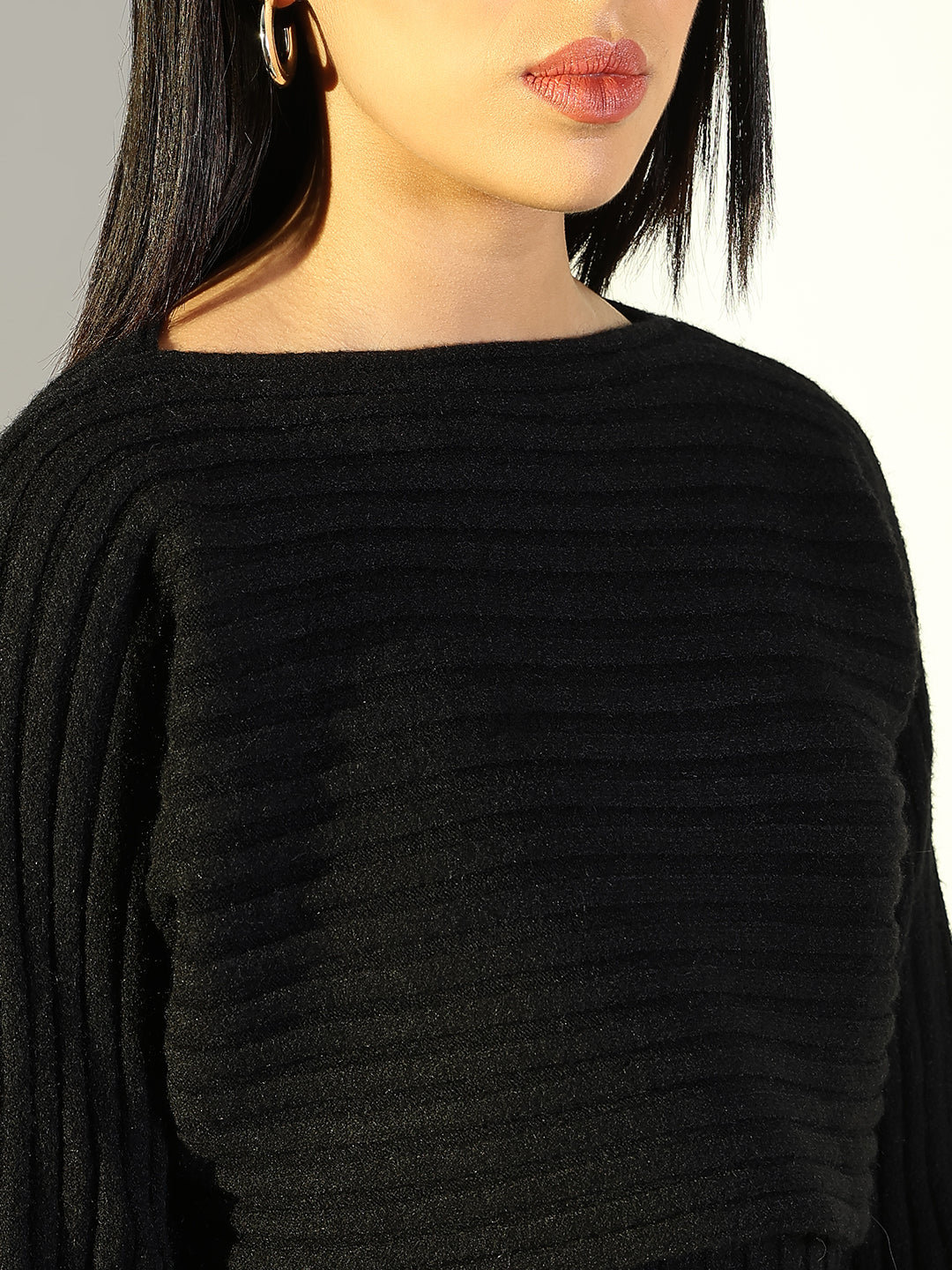 Exclusive Women's Black V-Neck Bodycon Dress with Upper Top