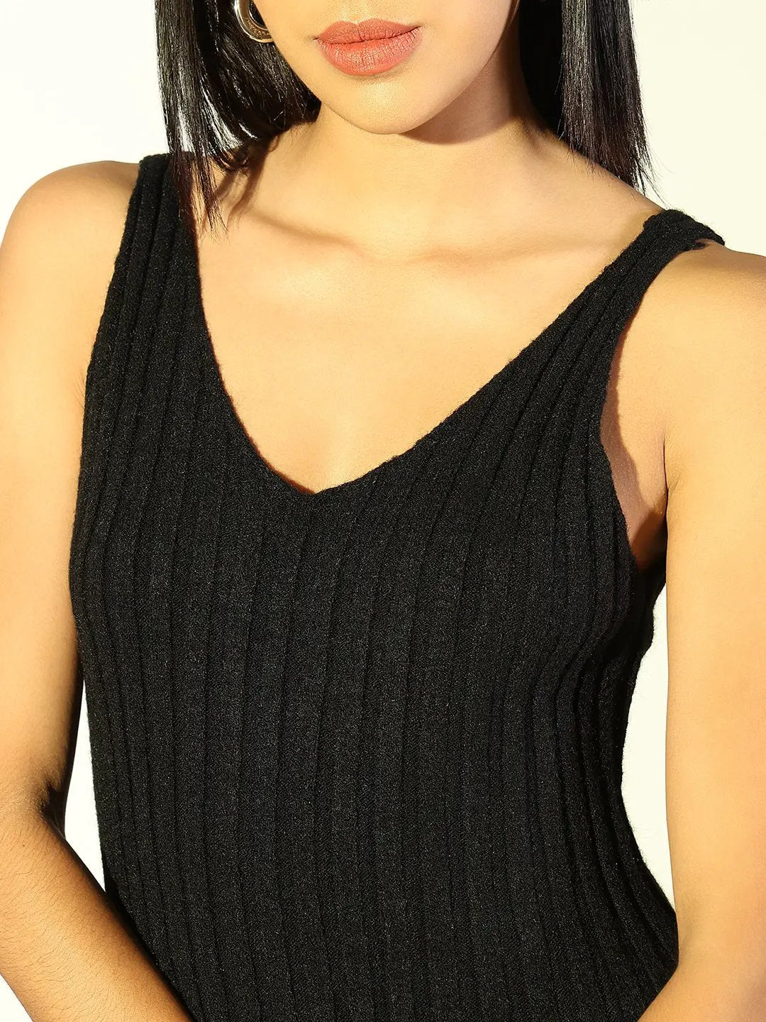 Shop Women's Black V-Neck Bodycon Dress with Upper Top| Showoffff Shop Women's Black V-Neck Bodycon Dress with Upper Top| Showoffff