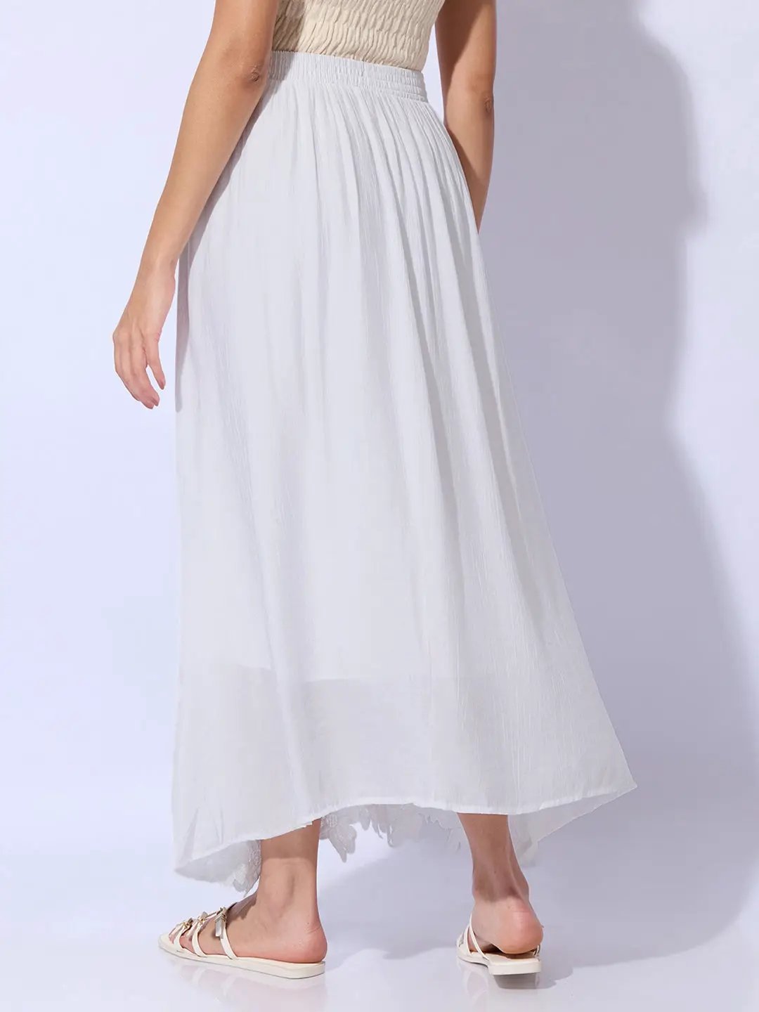 Women's White Maxi Skirt with Crochet Lace Hem - from SHOWOFFFF