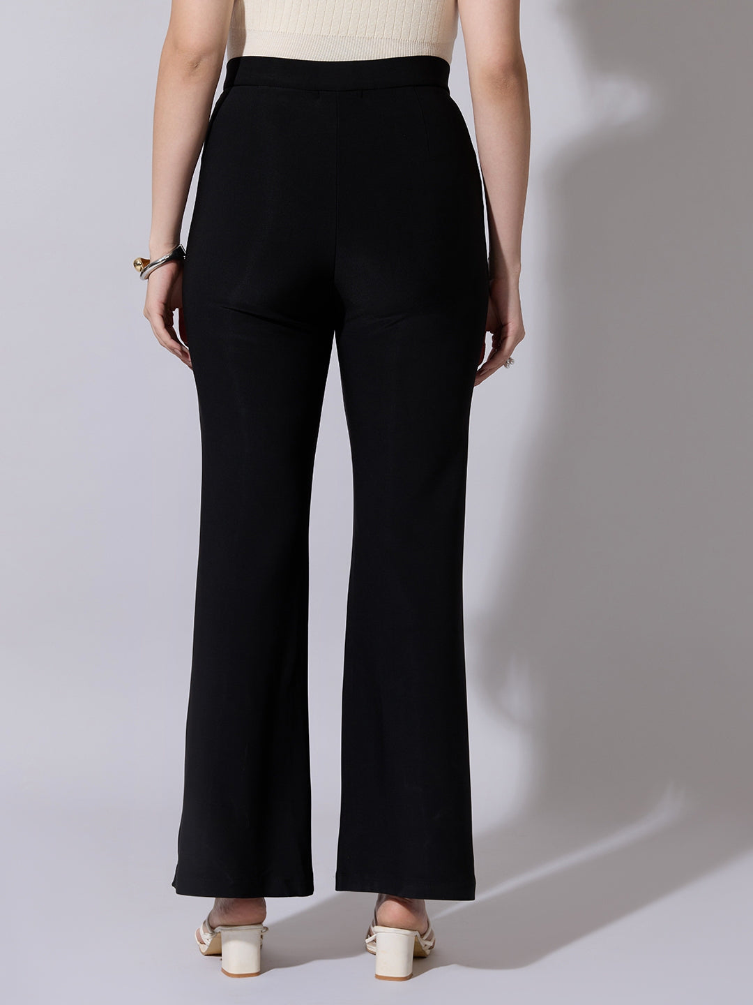 Women's Black Relaxed Fit Wide Leg Trousers
