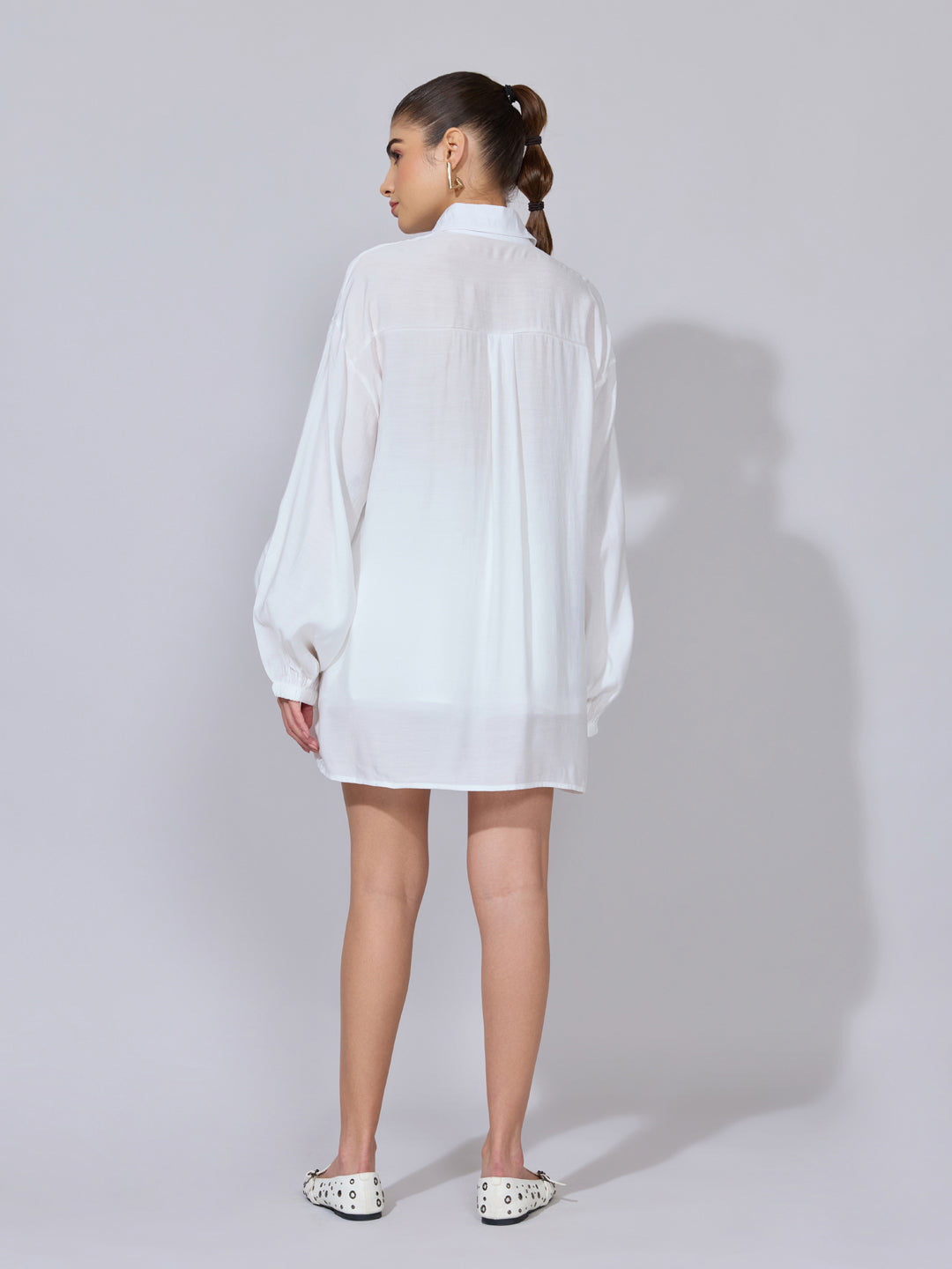 Women's White Oversized Shirt & Shorts Co-Ord Set