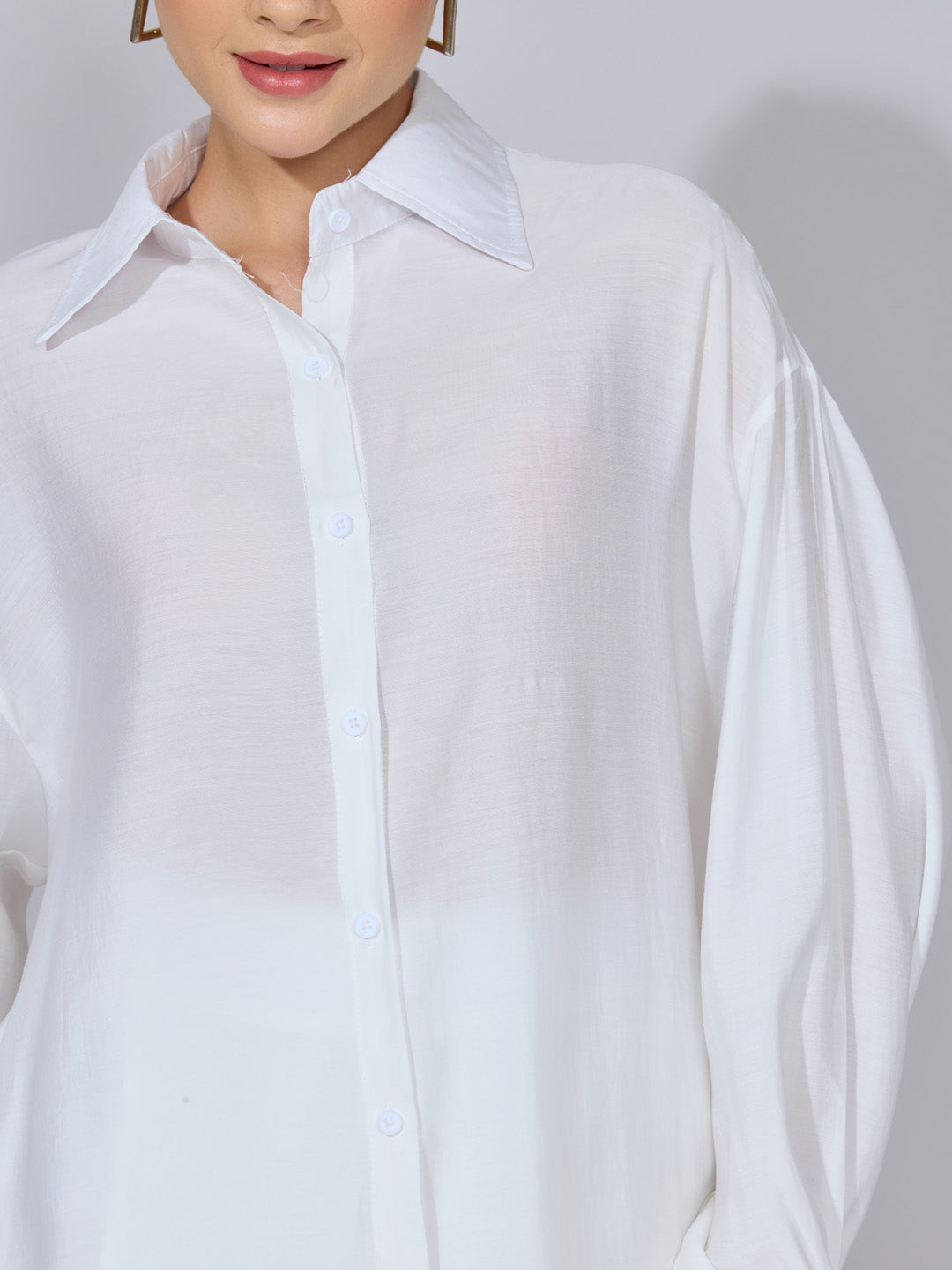 Women's White Oversized Shirt & Shorts Co-Ord Set