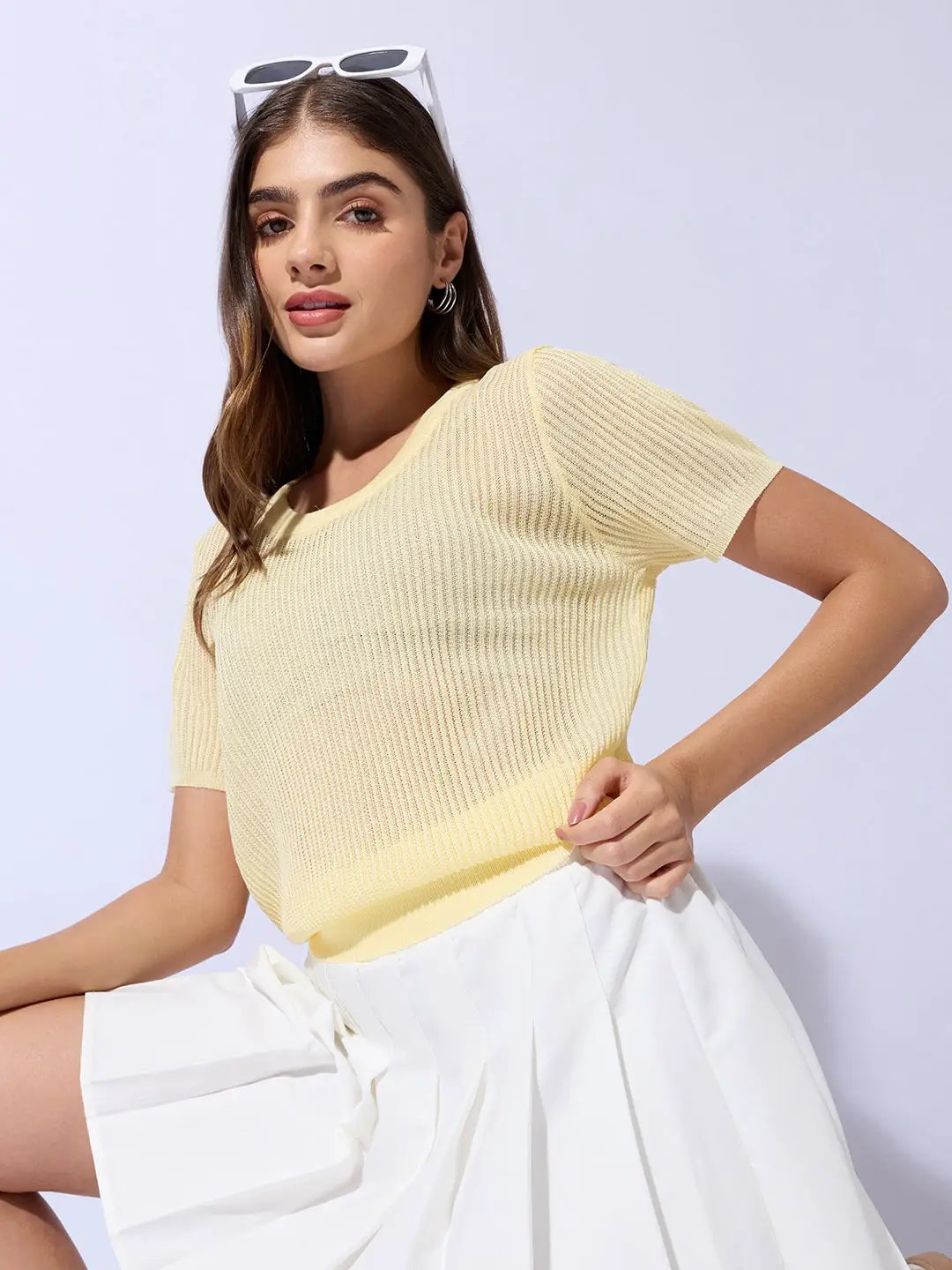 Women's Yellow Round Neck Top - Uncategorized from SHOWOFFFF