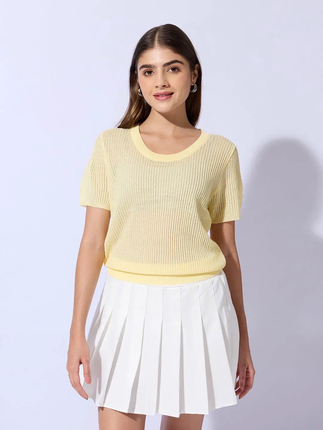 Women's Yellow Round Neck Top - Uncategorized from SHOWOFFFF