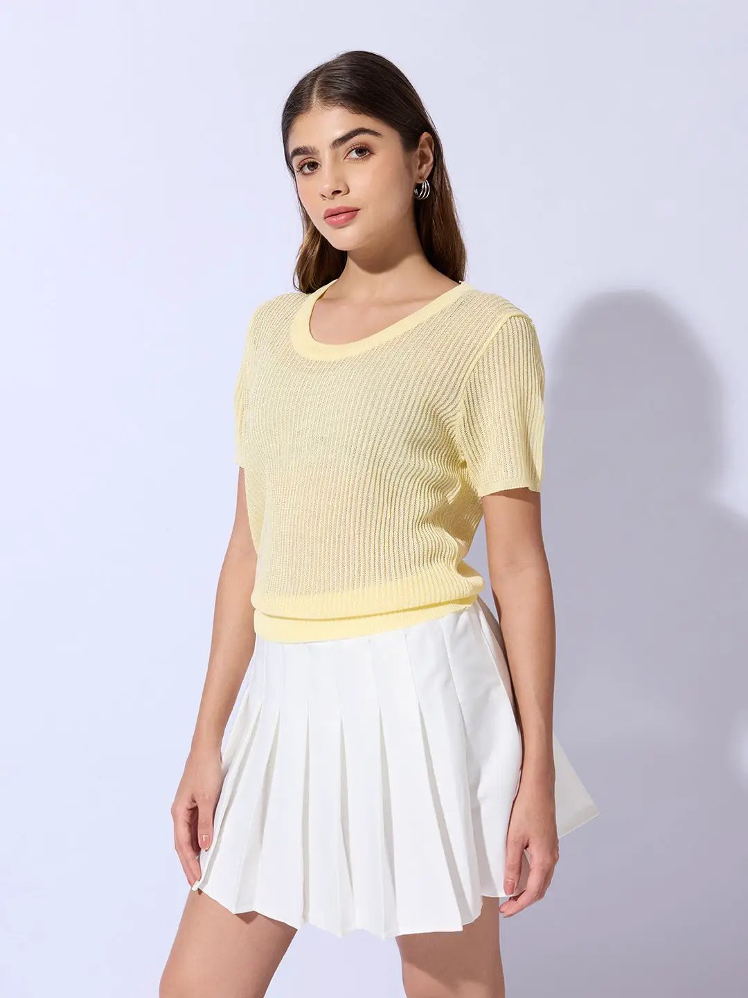 Women's Yellow Round Neck Top - Uncategorized from SHOWOFFFF