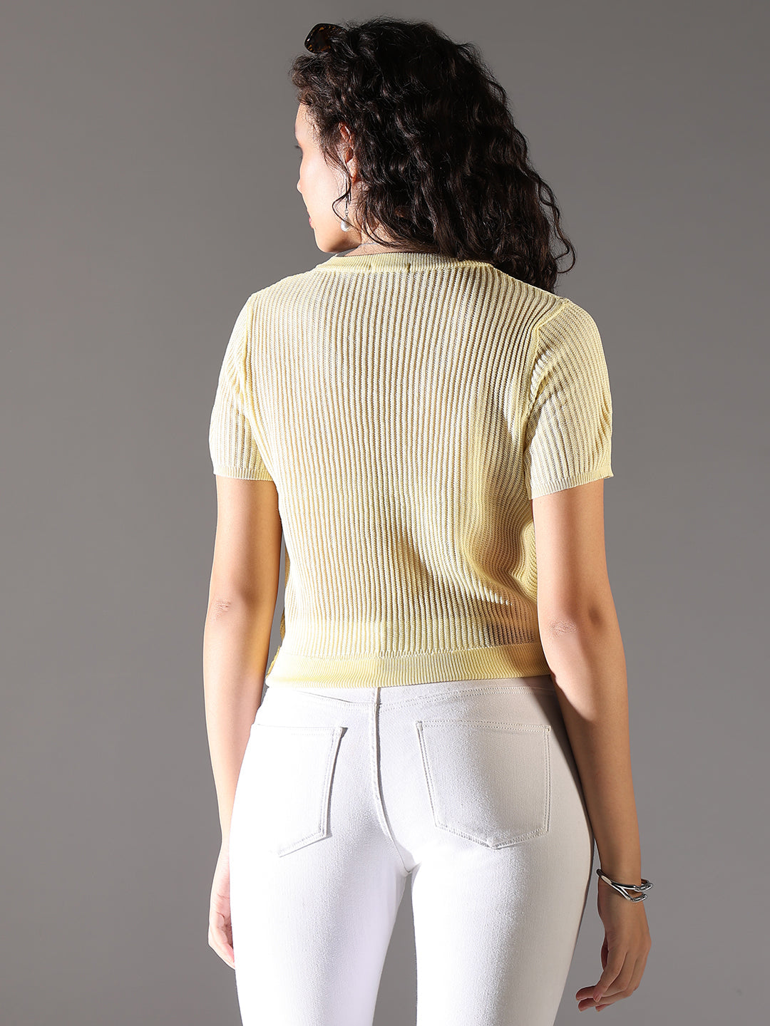 Women Yellow Solid Top