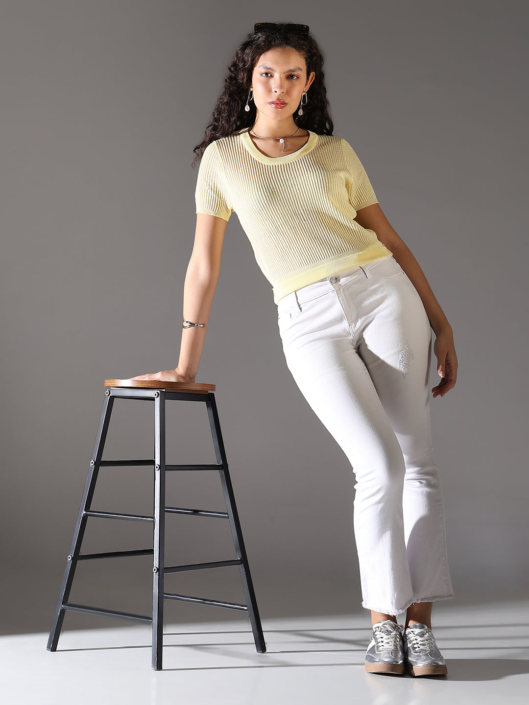 Women Yellow Solid Top