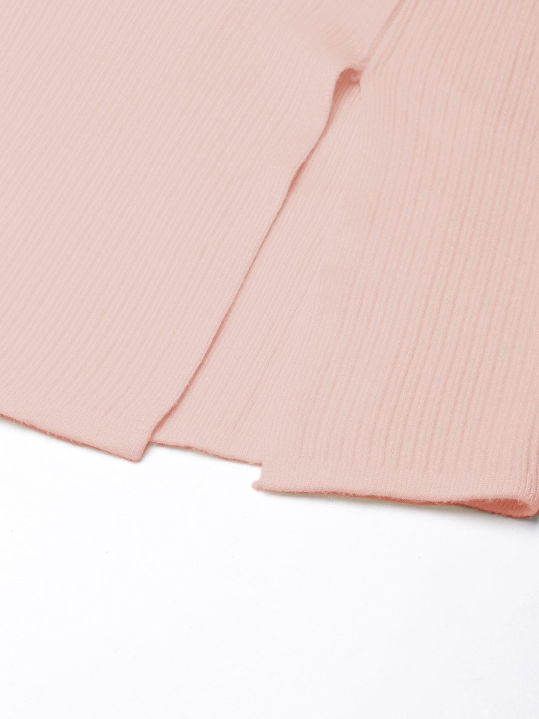 Women's Textured Peach Straight Midi Skirt with Back Slit