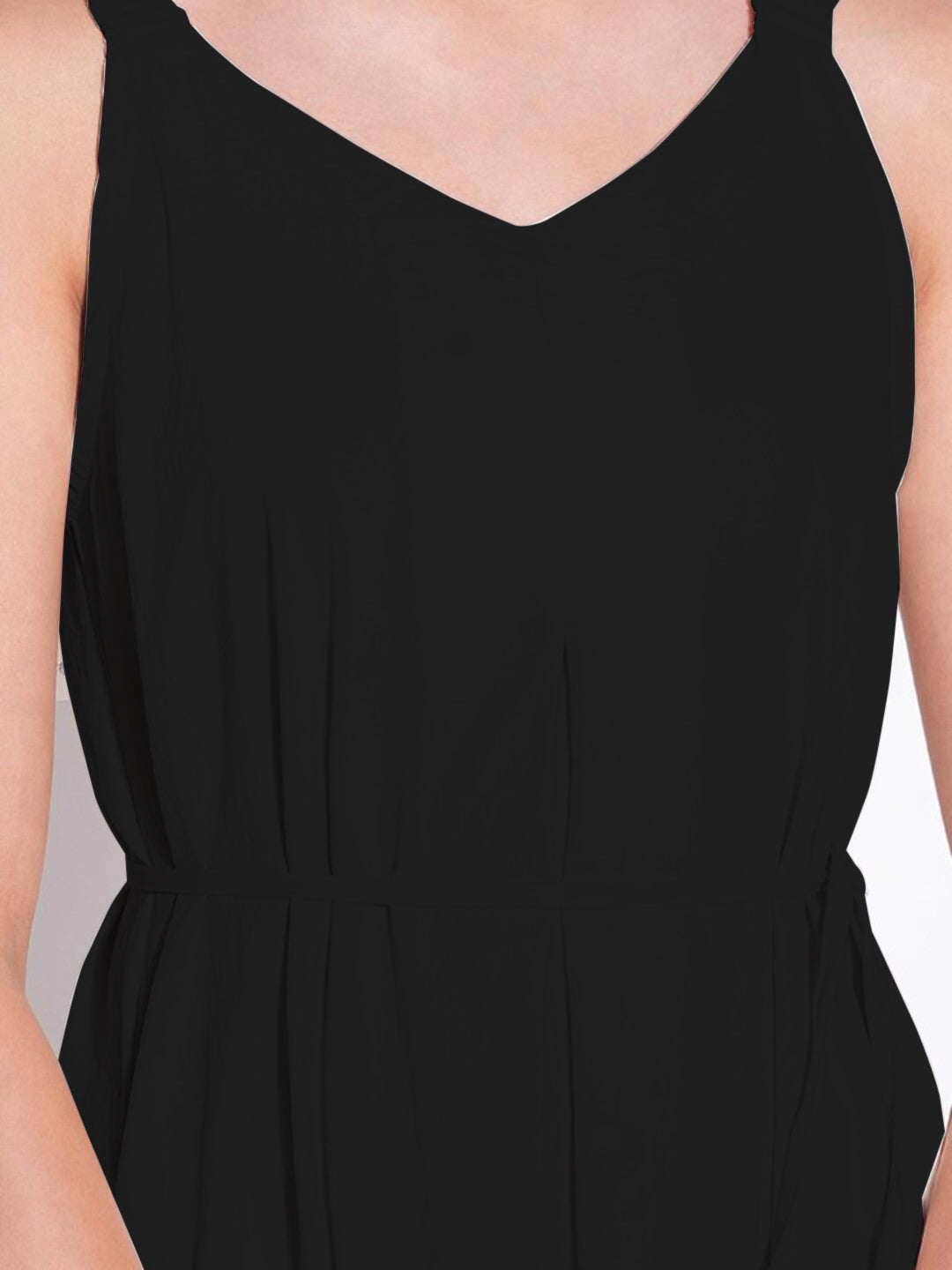 Women Black Solid Fit and Flare Dress