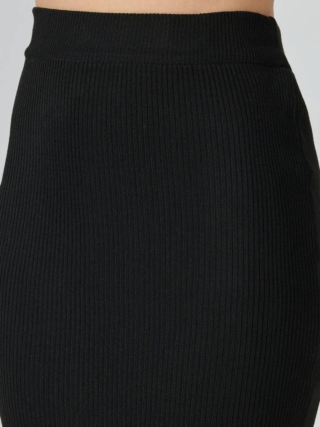 Women's Ribbed Black Round Neck Sleeveless Top with Skirt Co-Ords Set - from SHOWOFFFF