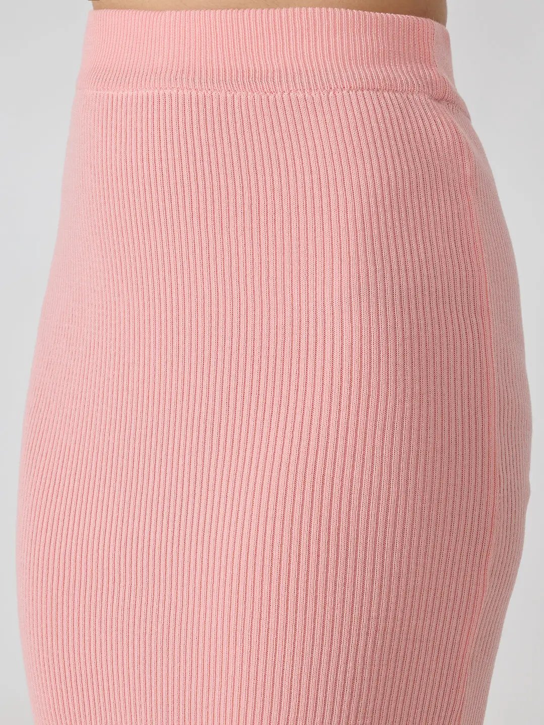 Women's Ribbed Pink Round Neck Sleeveless Top with Skirt Co-Ords Set - from SHOWOFFFF