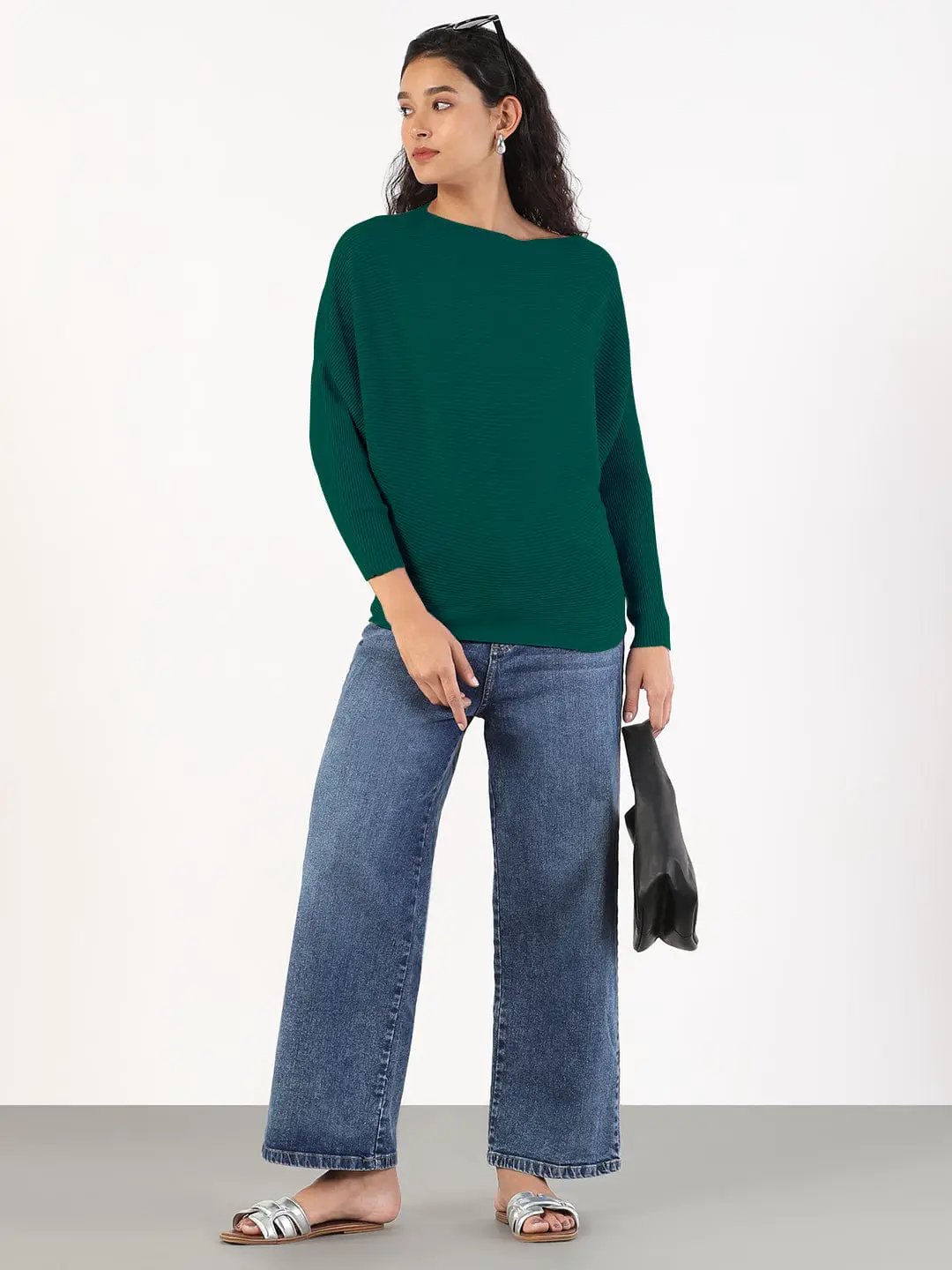 Women's Green Boat Neck Top - from SHOWOFFFF