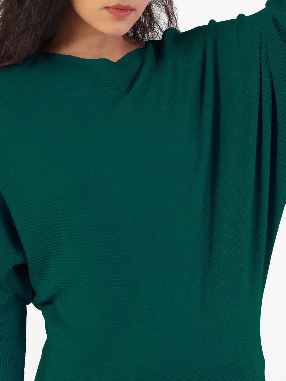 Women's Green Boat Neck Top - from SHOWOFFFF