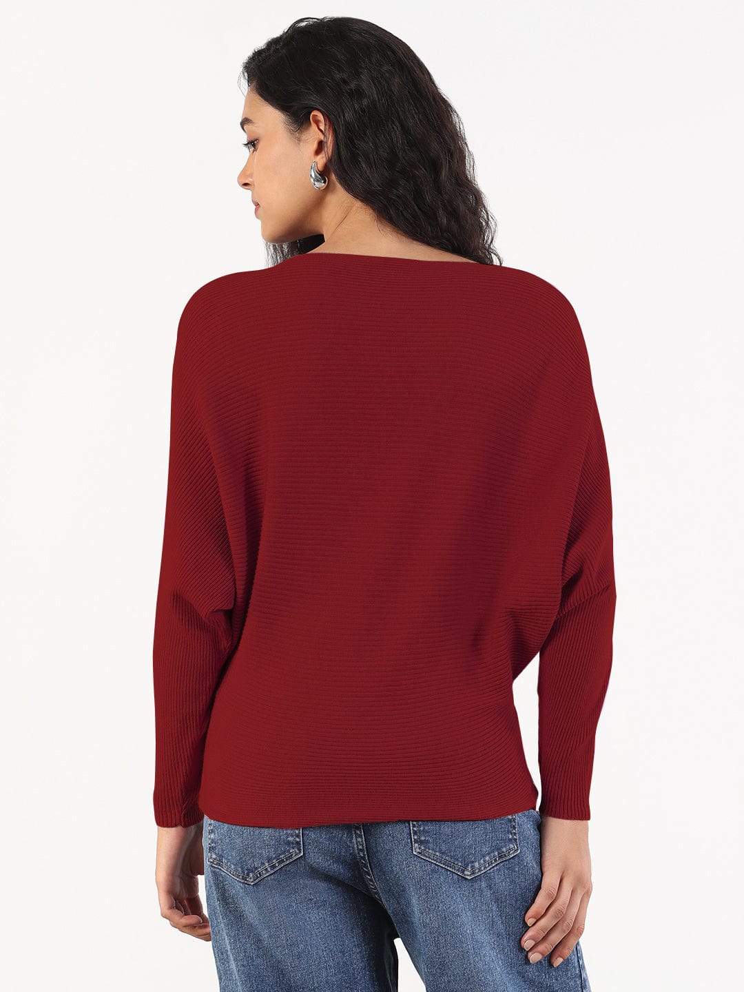 Women's Red Boat Neck Top