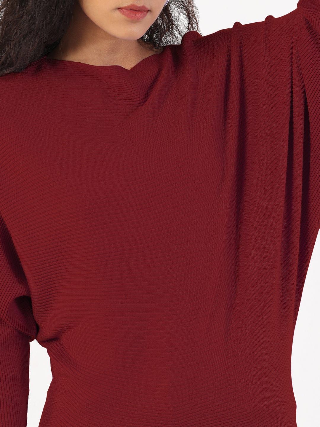 Women's Red Boat Neck Top