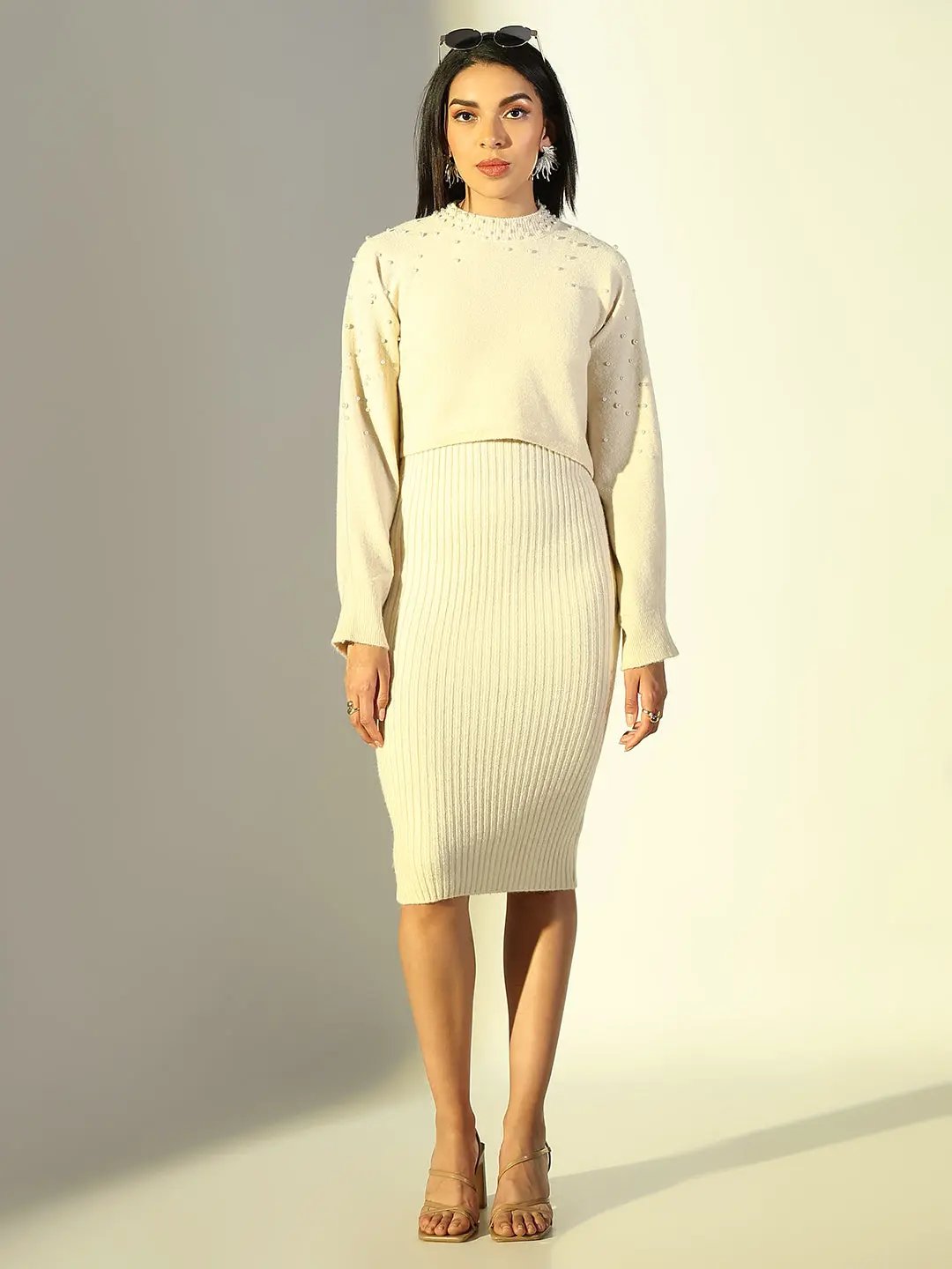 acrylic sweater dress Rhetta White Off The Shoulder - XXL Size - Women's Dresses weather fashion Madberry Women's Knee-Length Ribbed Acrylic