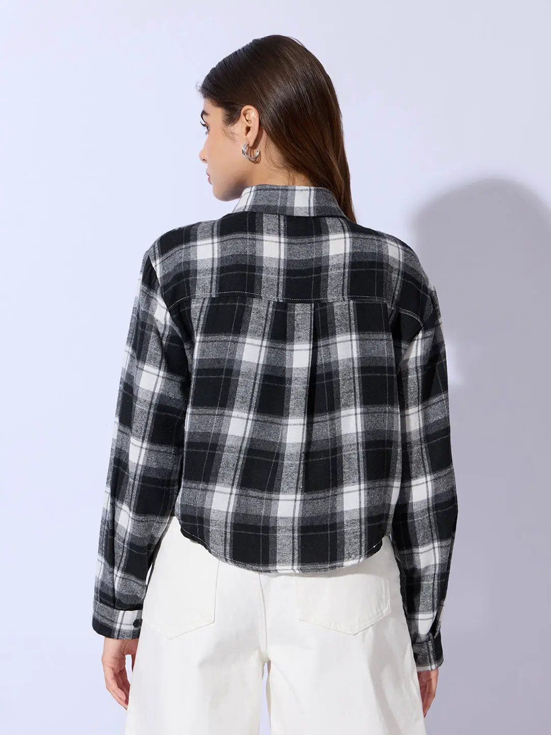 Women's Checked Black Cropped Shirt - Uncategorized from SHOWOFFFF