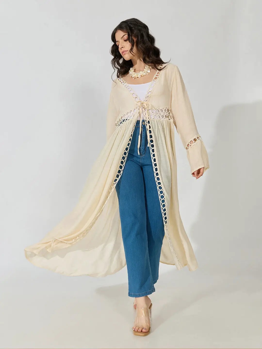 Women's Cream Longline Shrug - from SHOWOFFFF