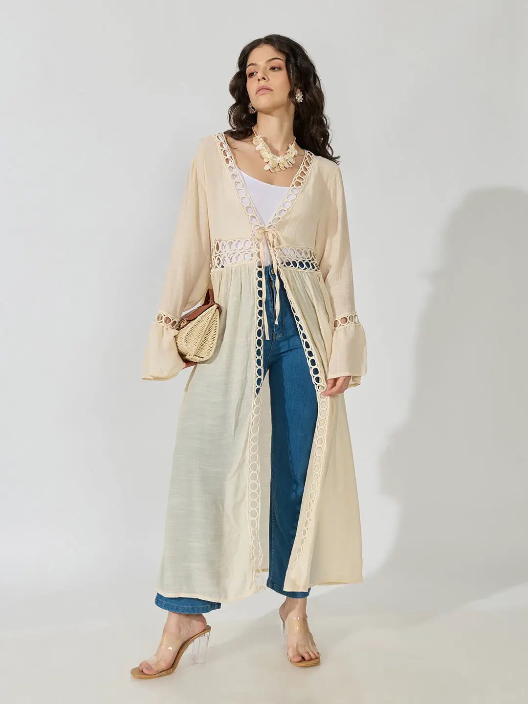 Women's Cream Longline Shrug - from SHOWOFFFF