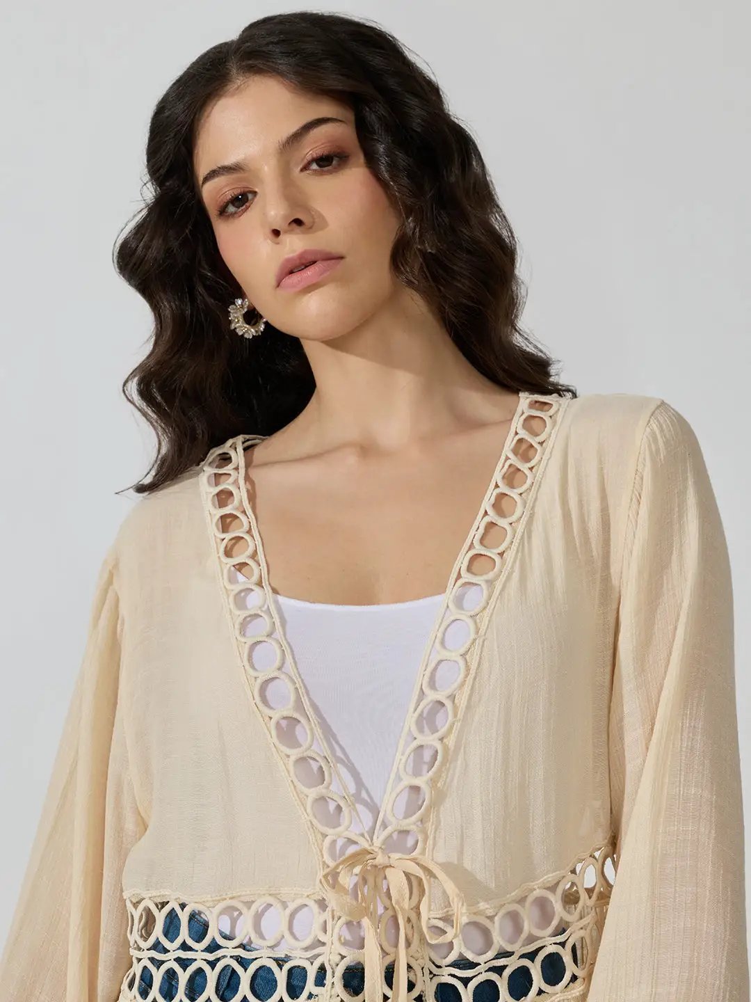 Women's Cream Longline Shrug - from SHOWOFFFF