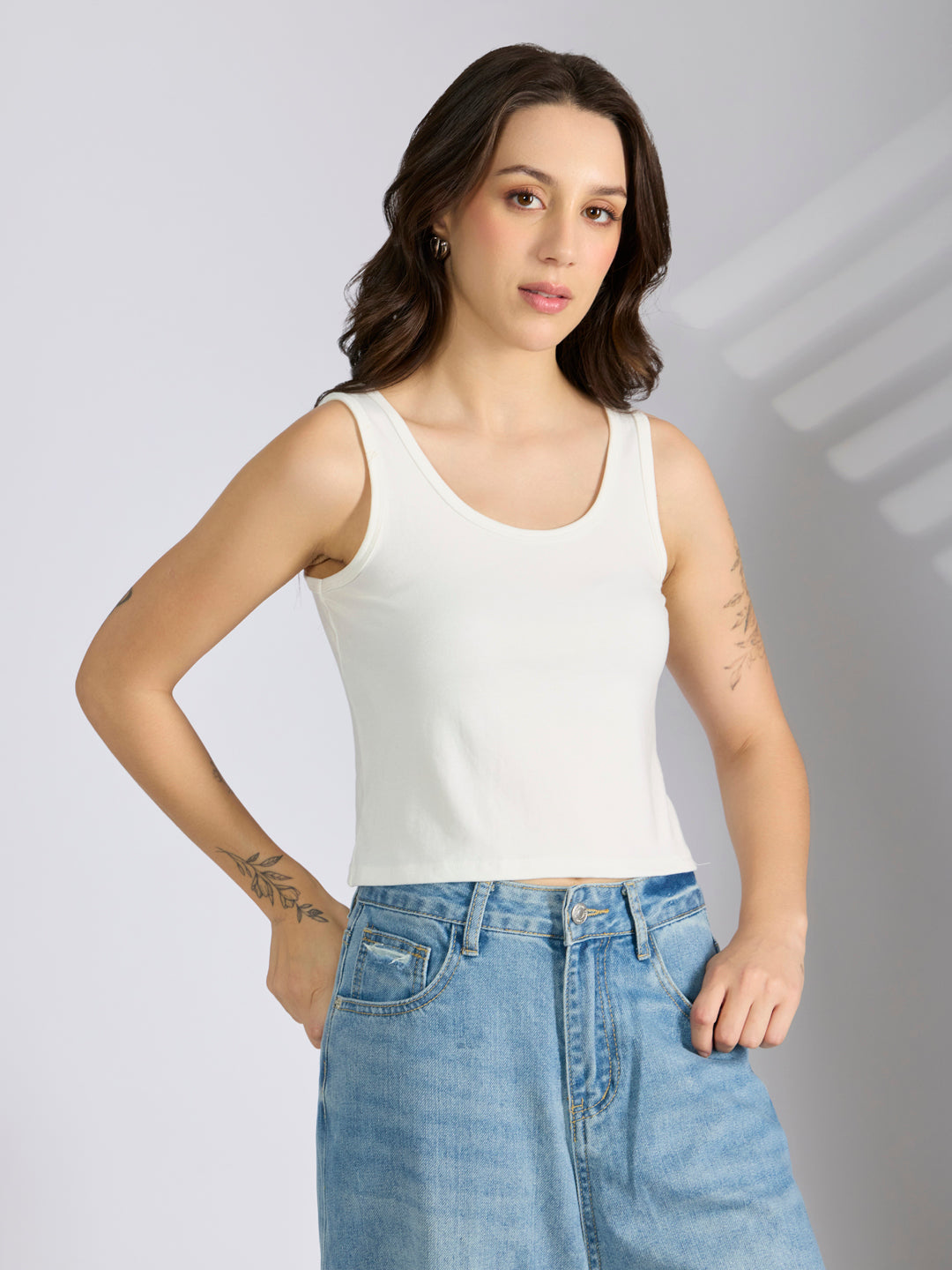 Women's Checked Navy Blue Cropped Flannel Relaxed Fit Shirt with Inner