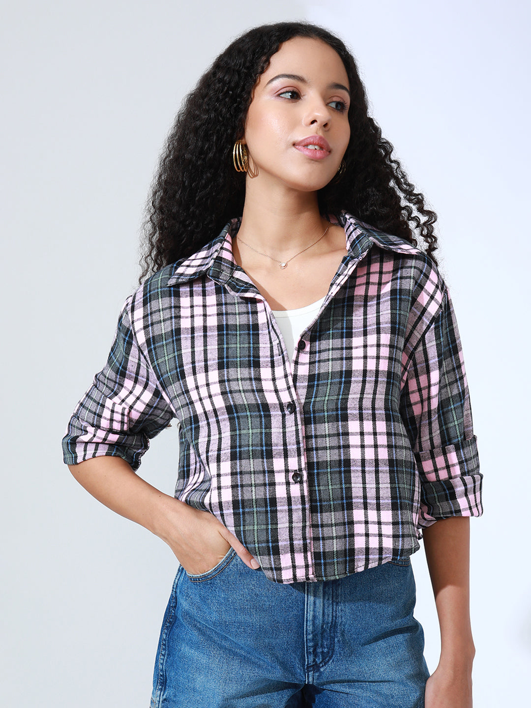 Women's Pink Checked Shirt