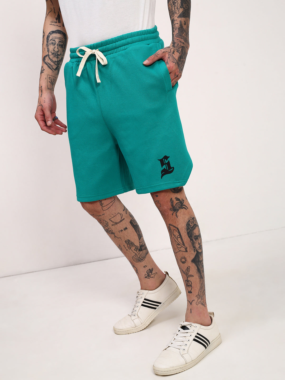 Men Green Solid Shorts