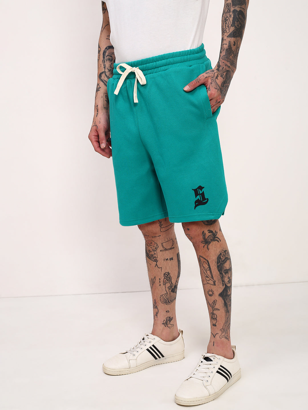 Men Green Solid Shorts