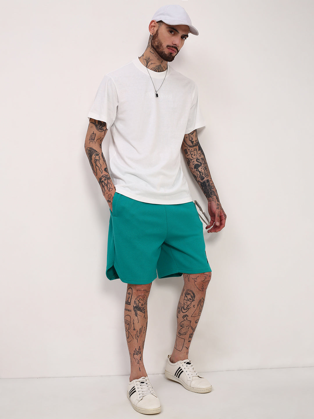 Men Green Solid Shorts