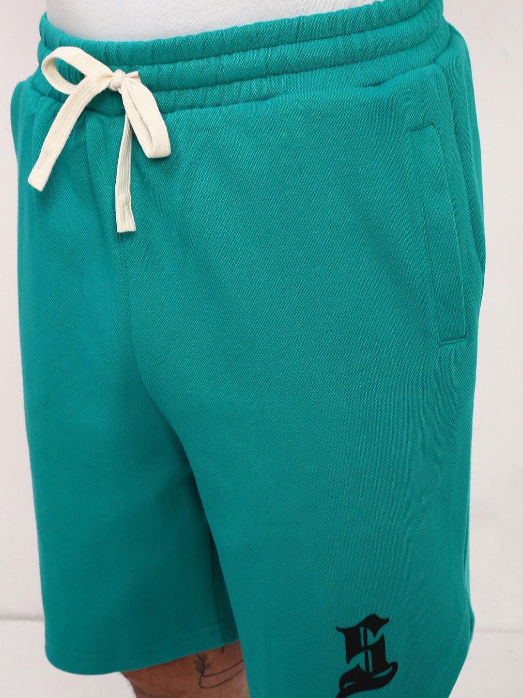 Men Green Solid Shorts