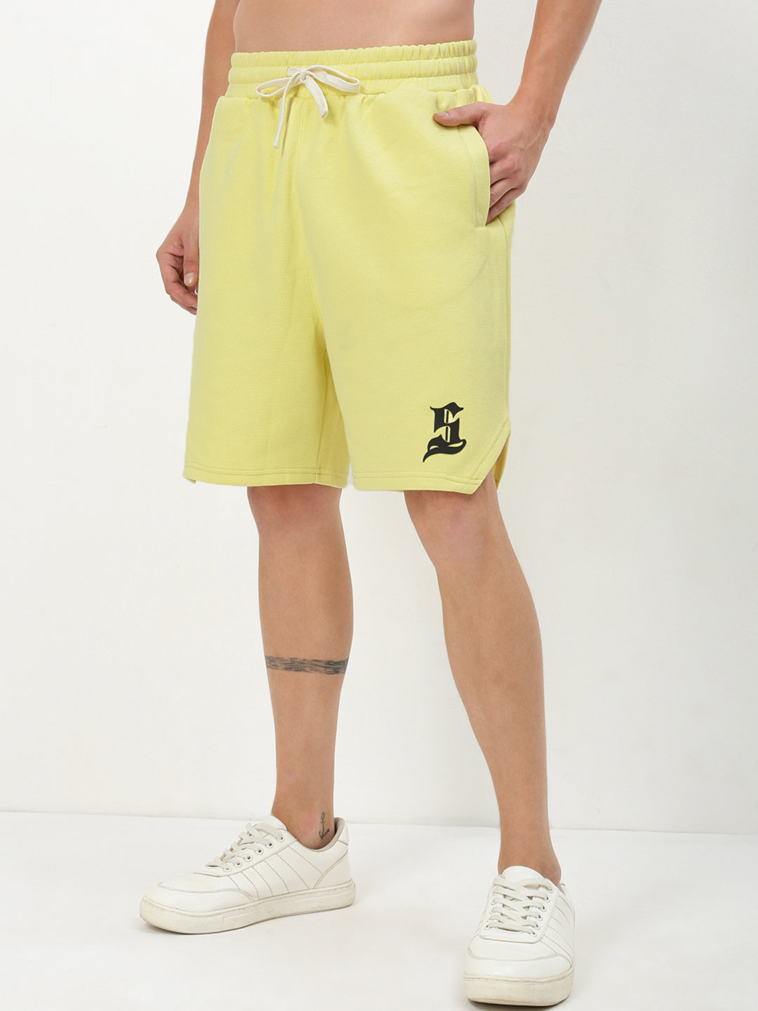 Men Yellow Solid Shorts